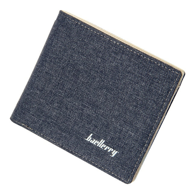 Fashion Canvas Wallet Men Solid Young Man Slim Wallets Bifold Purse Student Soft Luxury Quality Money Clip Short Style Purses