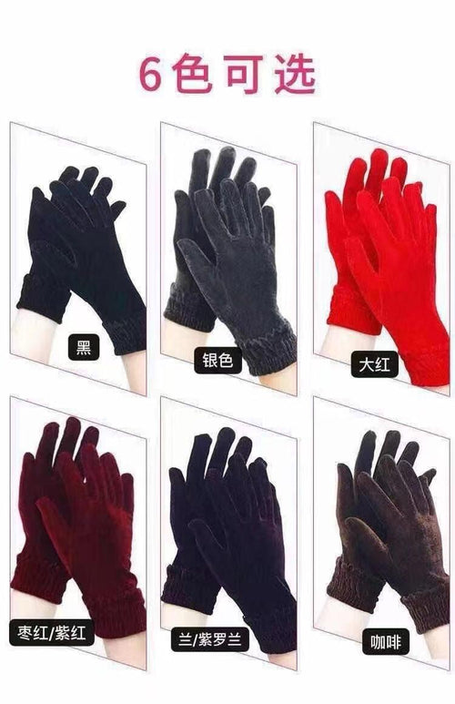 1 Piar Velvet Elegant Women Girls Winter Gloves Warm full Finger Gloves
