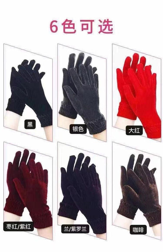 1 Piar Velvet Elegant Women Girls Winter Gloves Warm full Finger Gloves