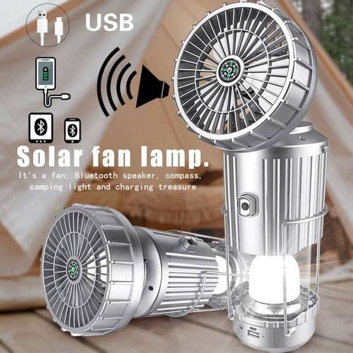 Solar Fan Emergency Light with LED Lantern