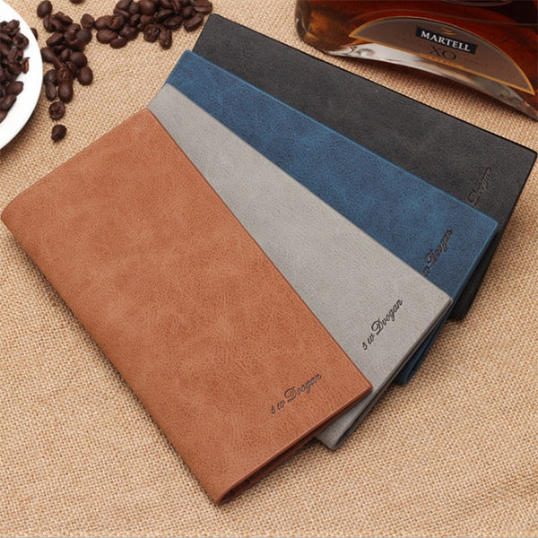 Men's Wallet Scrub Retro Ultra-thin Long Soft Leather Wallet Multi-card Wallet Card Holder Provide Name Engrave