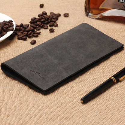 Men's Wallet Scrub Retro Ultra-thin Long Soft Leather Wallet Multi-card Wallet Card Holder Provide Name Engrave