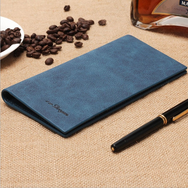 Men's Wallet Scrub Retro Ultra-thin Long Soft Leather Wallet Multi-card Wallet Card Holder Provide Name Engrave