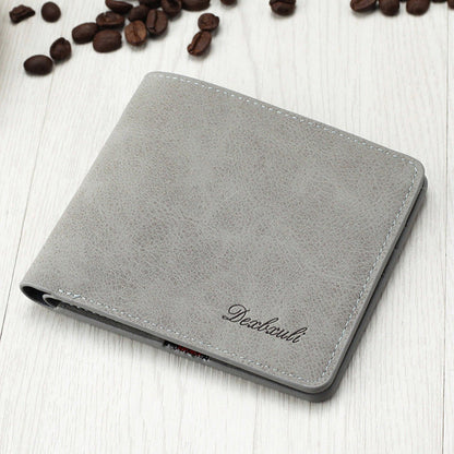 Men's Wallet Scrub Retro Ultra-thin Long Soft Leather Wallet Multi-card Wallet Card Holder Provide Name Engrave