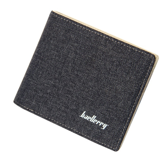Fashion Canvas Wallet Men Solid Young Man Slim Wallets Bifold Purse Student Soft Luxury Quality Money Clip Short Style Purses
