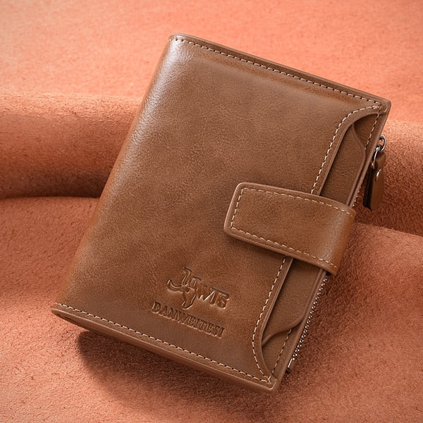 DWTS Vintage Men Wallet PU Leather Short Wallets Male Multifunctional Cowhide Purse Coin Pocket Driver License Holder