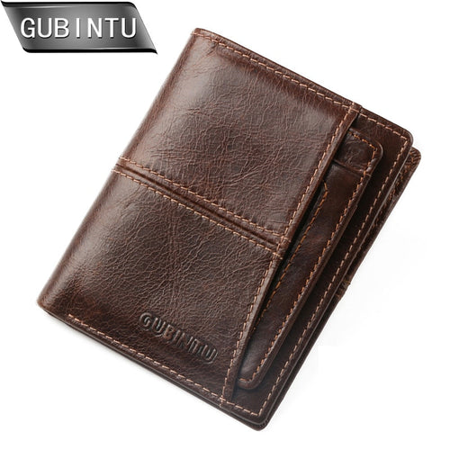 GUBINTU Casual Genuine Leather Men Wallets and Purses With Removable Credit Card Holder Short Zipper Pocker Purse carteira