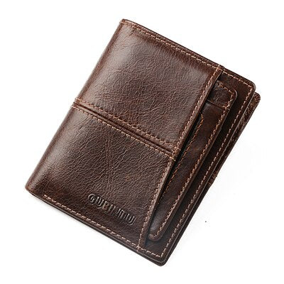 GUBINTU Casual Genuine Leather Men Wallets and Purses With Removable Credit Card Holder Short Zipper Pocker Purse carteira